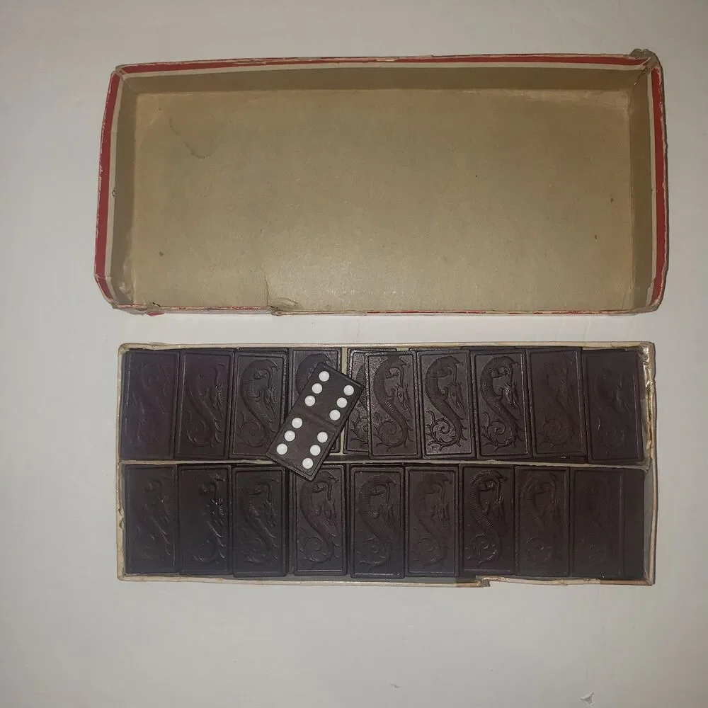 Vintage Double Nine Dragon Dominoes Game by Halsam Set No. 920